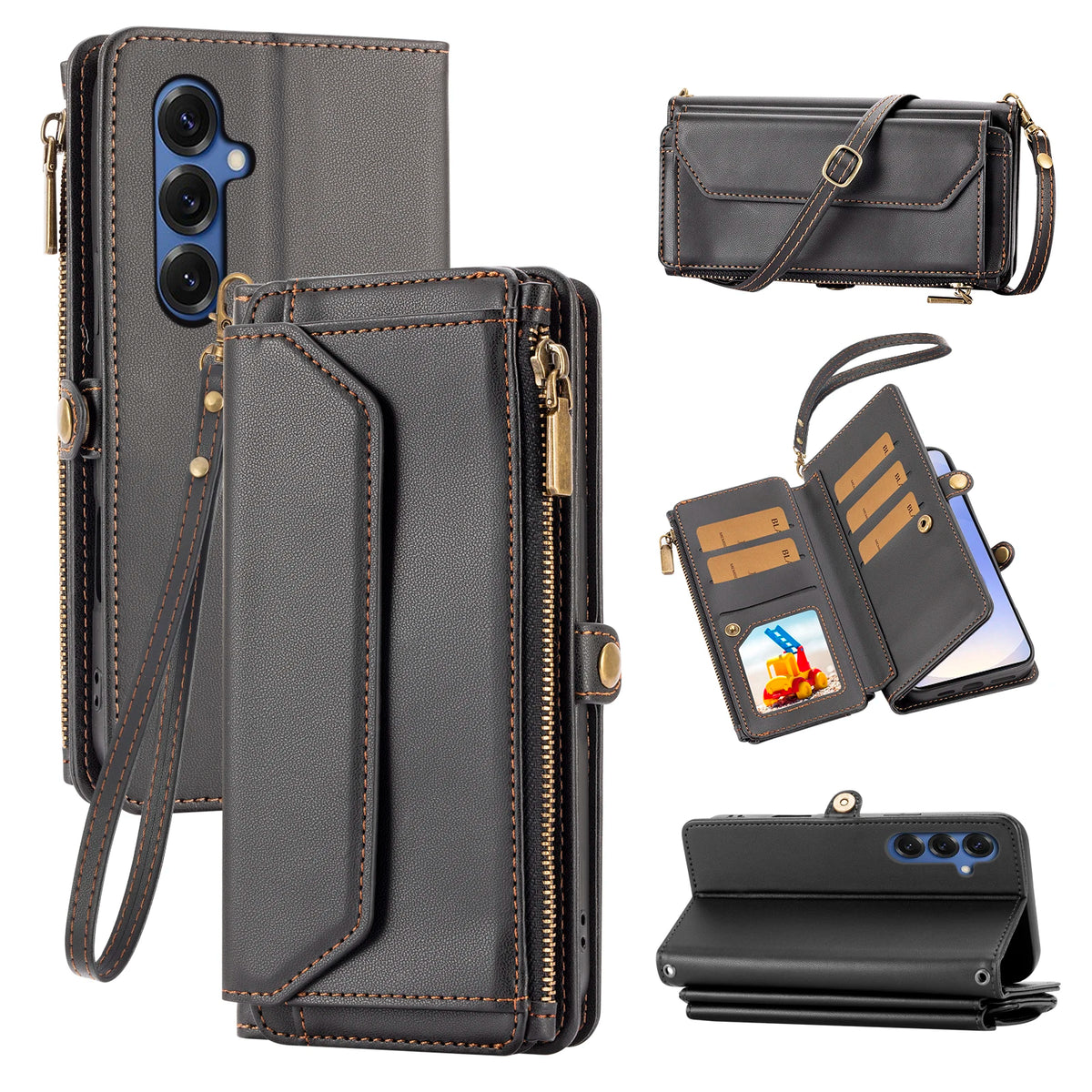 Crossbody Multi-Card Wallet Phone Case for Samsung Galaxy A13 4G, A14, A15 5G, A15 4G, A16, A17, A20, A21s, A05s, A12, A13 5G, A32 5G, A33 5G, A34, A35, A36, A37, A41, A42 5G, A22 5G, A22 4G, A23, A25, A26 5G, A30, A31, A32 4G, A50 & More Models