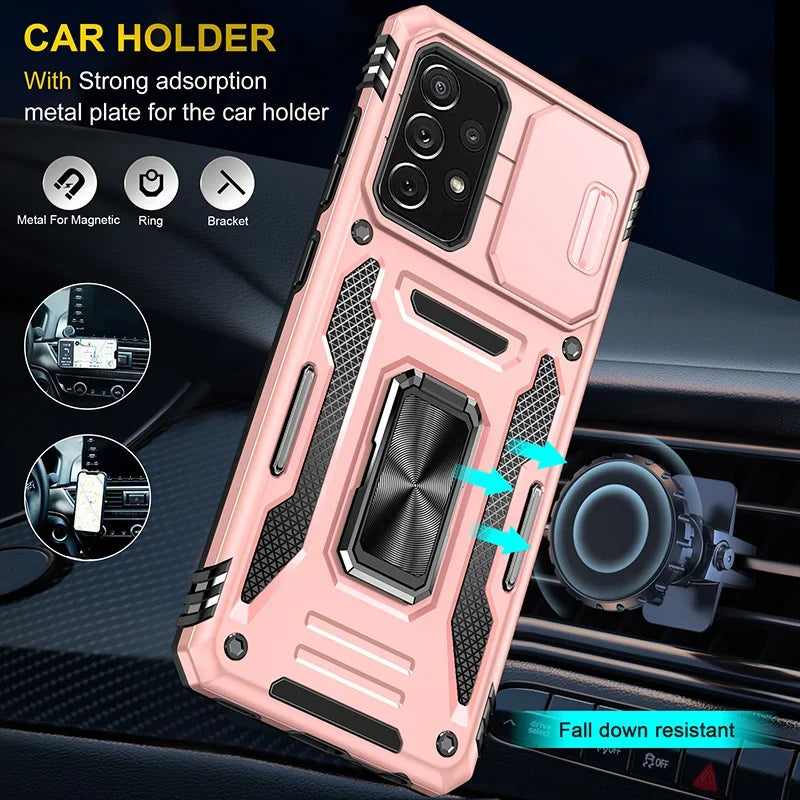 Camera Cover Phone Case for Samsung Galaxy A35, A55, A73 5G, A25 5G, A53 5G, A71 5G, A13, A14, A12, A15, A24 4G, A23, A32 4G, A22 4G, A22 5G, A72, A52, A82 5G, A32 5G, A42 5G