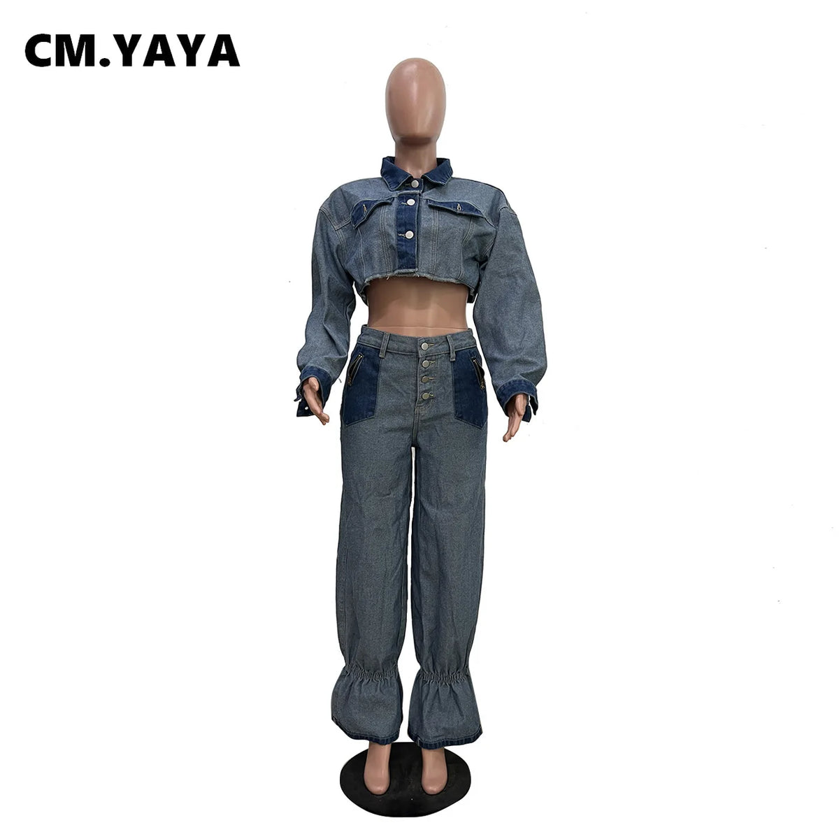 Women's Denim Jacket & Cargo Pants Set