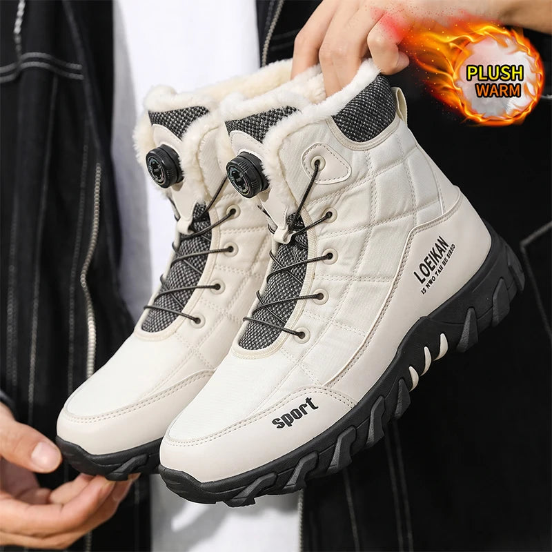 Bottes montantes pour hommes à fermeture à cadran doublées de flanelle