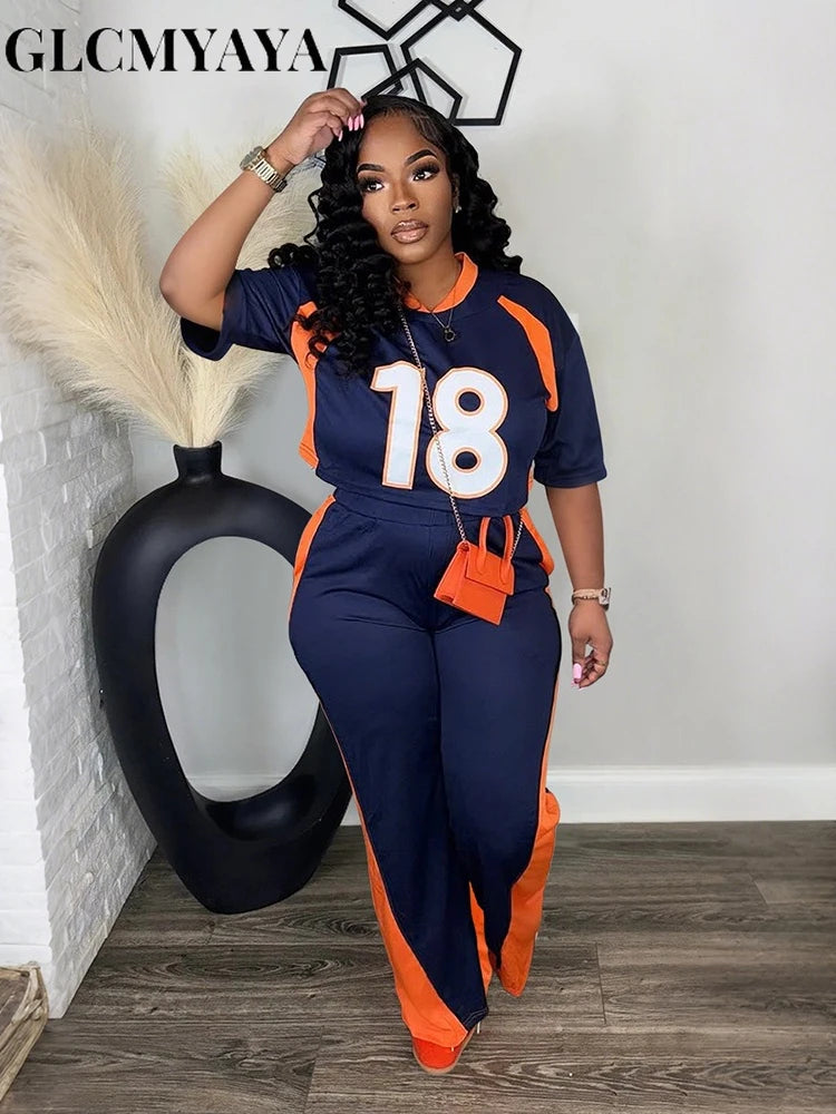 Women's Short-Sleeve Top & Wide-Leg Pants Set