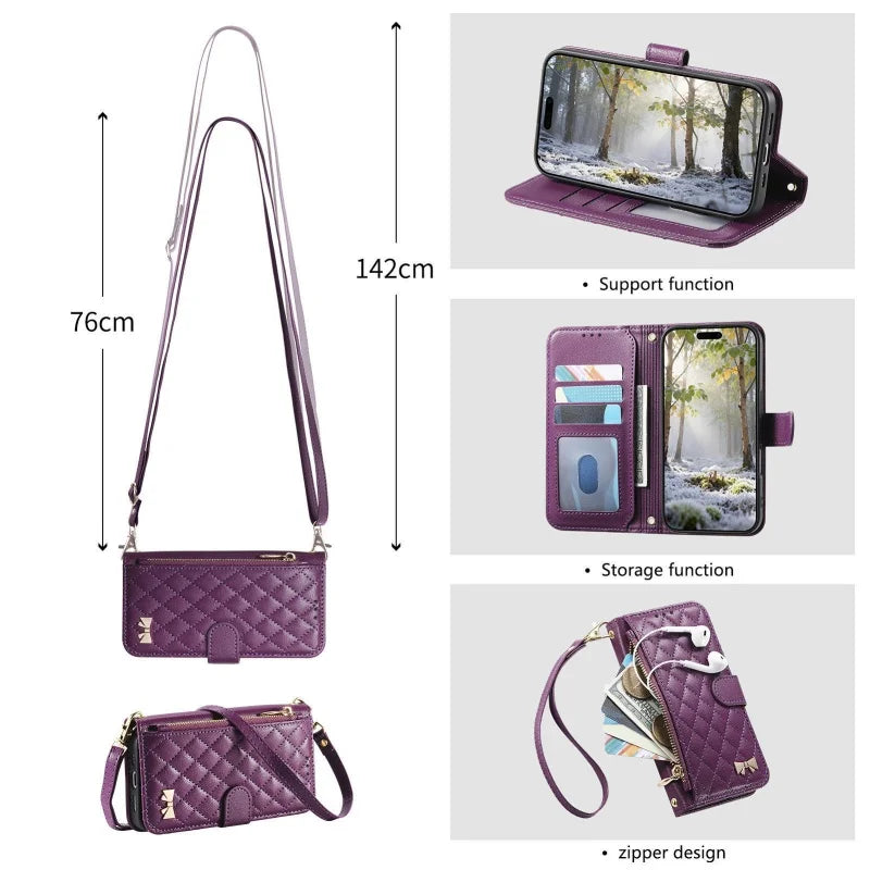 Magnetic Crossbody Zipper Wallet Phone Case for iPhone 14 Pro, iPhone 14 Plus, iPhone 14, iPhone 13 Pro Max, iPhone 13 Pro, iPhone 13, iPhone 12 Pro Max, iPhone 12 Pro, iPhone 12, iPhone 18 Pro Max, iPhone 18 Pro, iPhone 18 & More Models