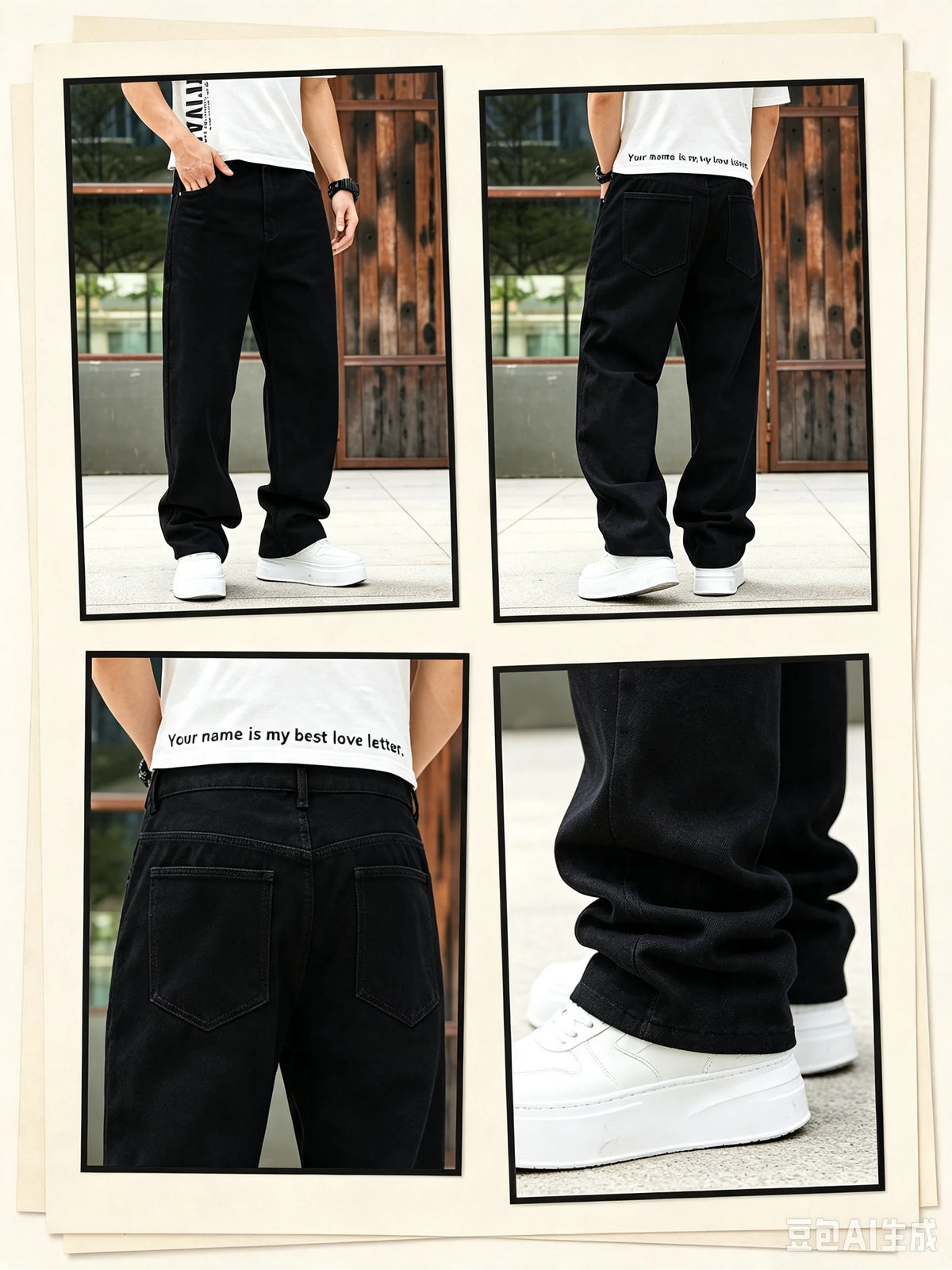 Men's Wide-Leg Stretch Denim Jeans — product view