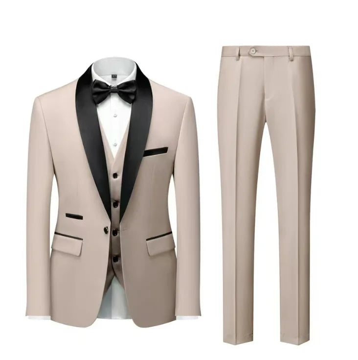 Men's Black Slim Fit Three-Piece Suit