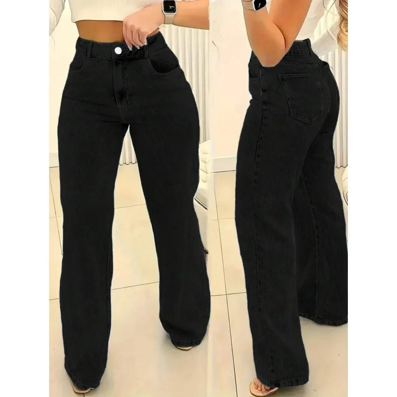Women's Plus-Size High-Waist Straight-Leg Jeans — product view