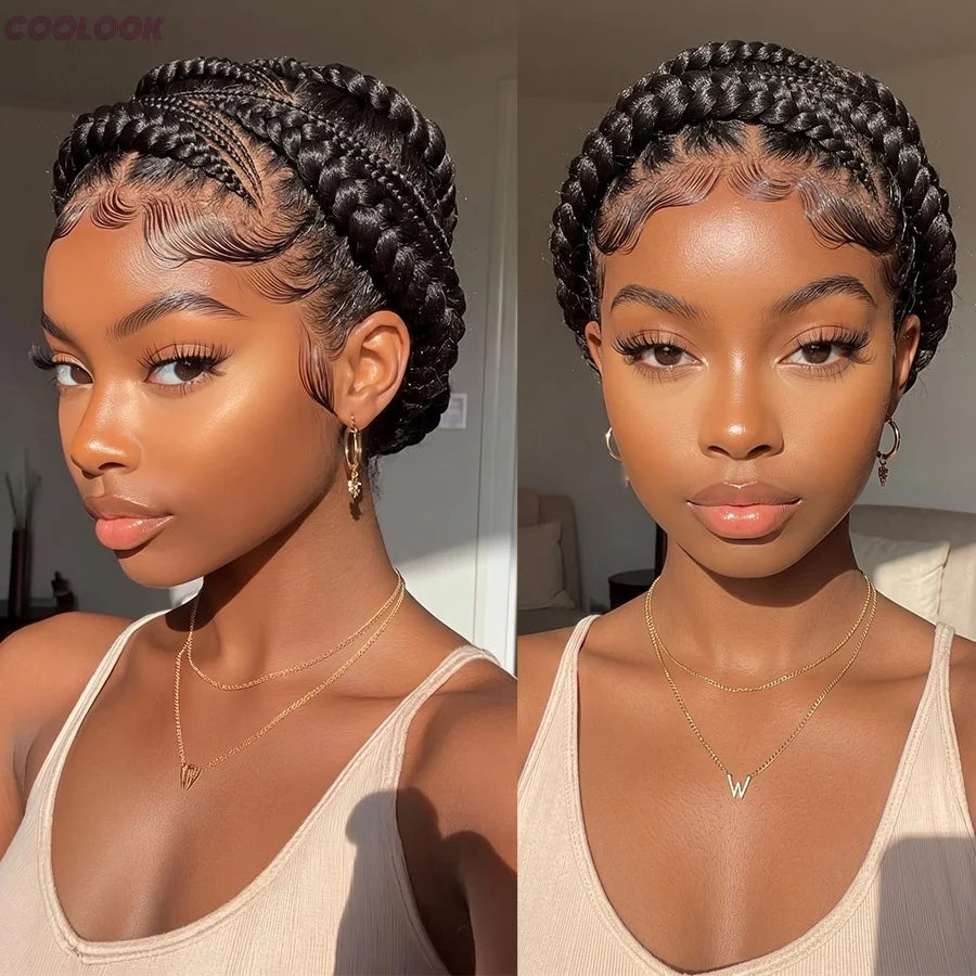 Bantu Braided Wig Synthetic Full Lace Cornrow Box Braided Wig - OSASCO