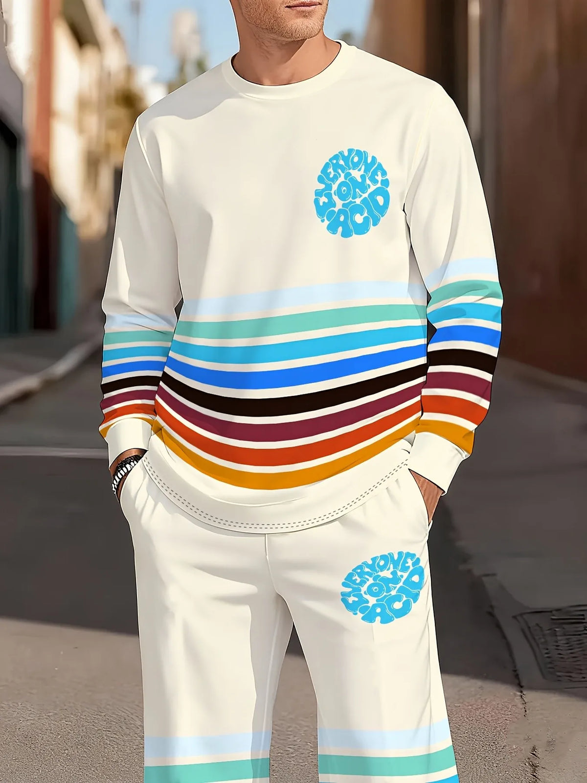 Men's Graphic Print Sweatshirt & Pants Set