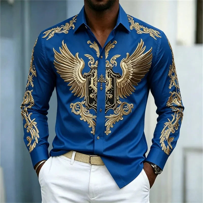 Men's Animal Print Long-Sleeve Casual Shirt
