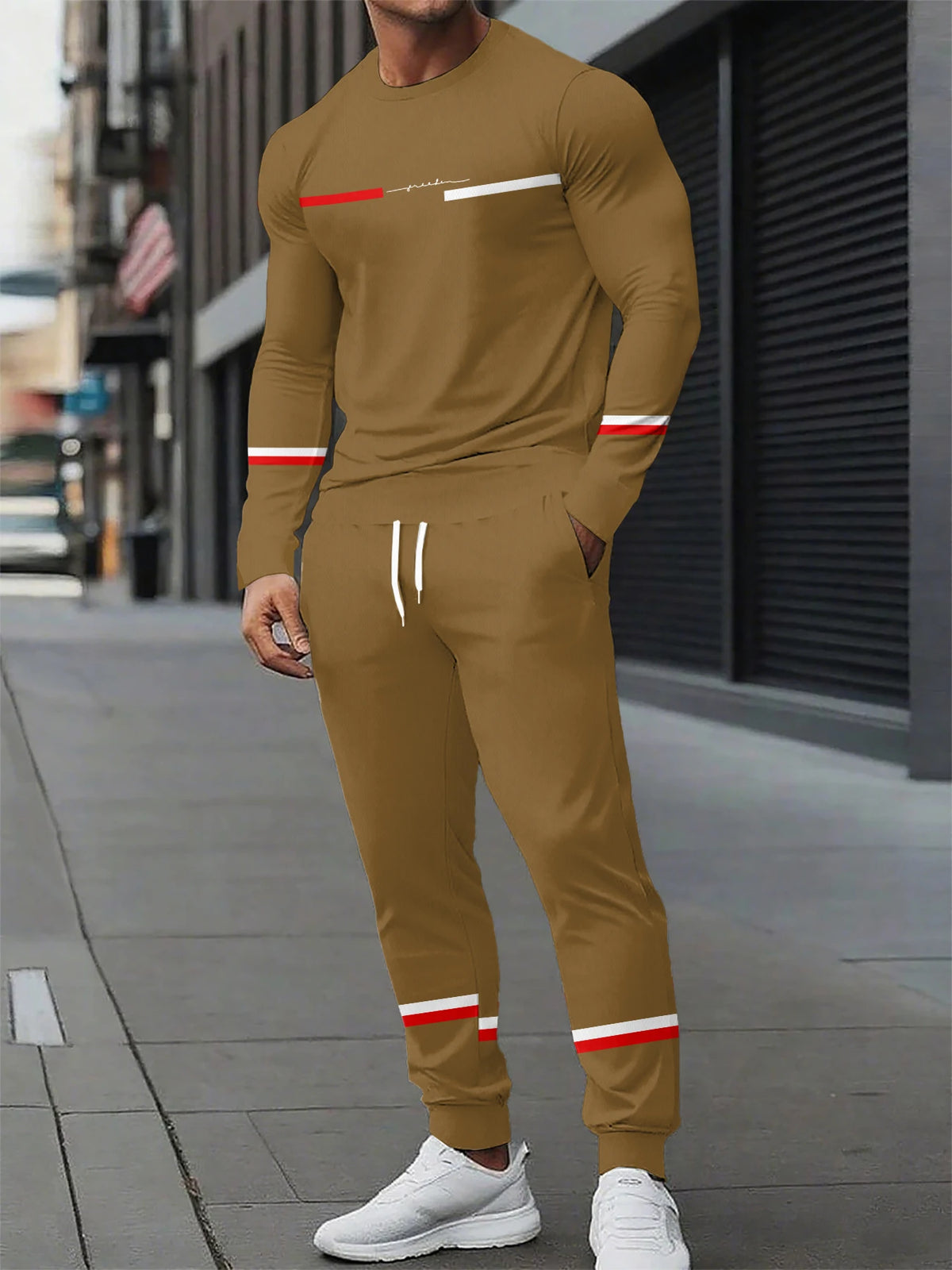 Men's Graphic Print Sweatshirt & Pants Set