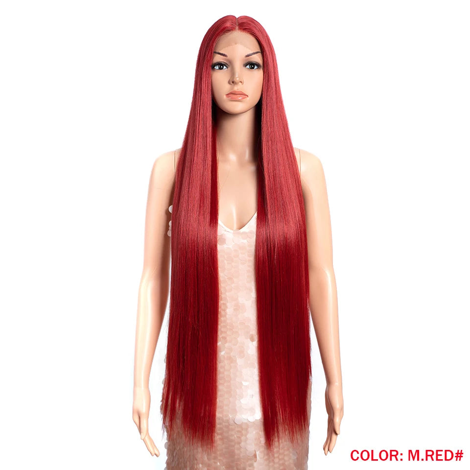 38 Inch Straight Hair Synthetic Lace Front Wig High Temperature Fiber - OSASCO
