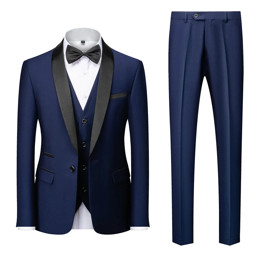 Men's Black Slim Fit Three-Piece Suit