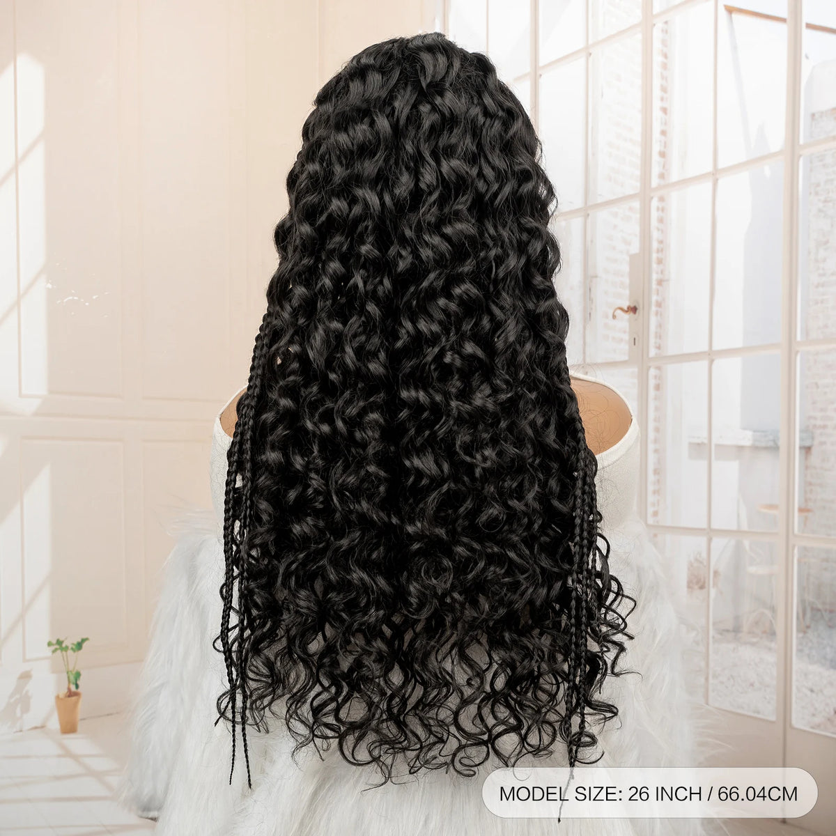 26 Inches Synthetic Cornrow Braided Wig 13x6 Lace Frontal Curly - OSASCO