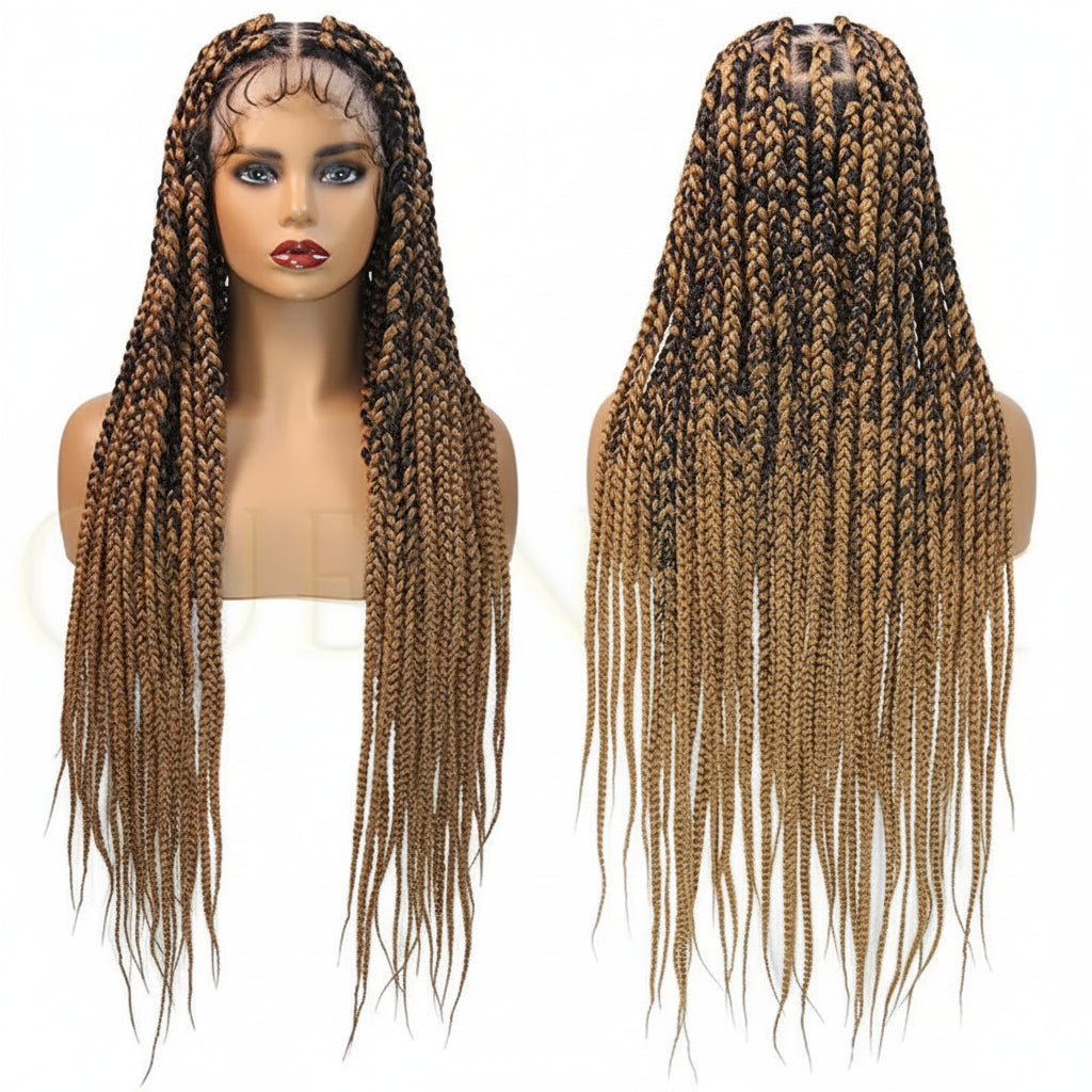 Synthetic Jumbo Box Braided Wig 1b27 Knotless Box Braids Lace Wig - OSASCO