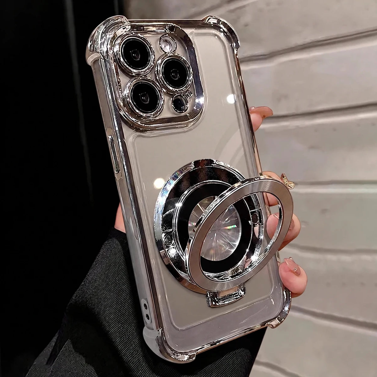 Metallic Magnetic Ring Stand Phone Case for iPhone 18 Pro Max, iPhone 18 Pro, iPhone 17 Pro, iPhone 17 Pro Max, iPhone 16 Pro Max, iPhone 17, iPhone 16 Pro, iPhone 16 Plus, iPhone 15 Pro Max, iPhone 16, iPhone 15 Pro & More Models