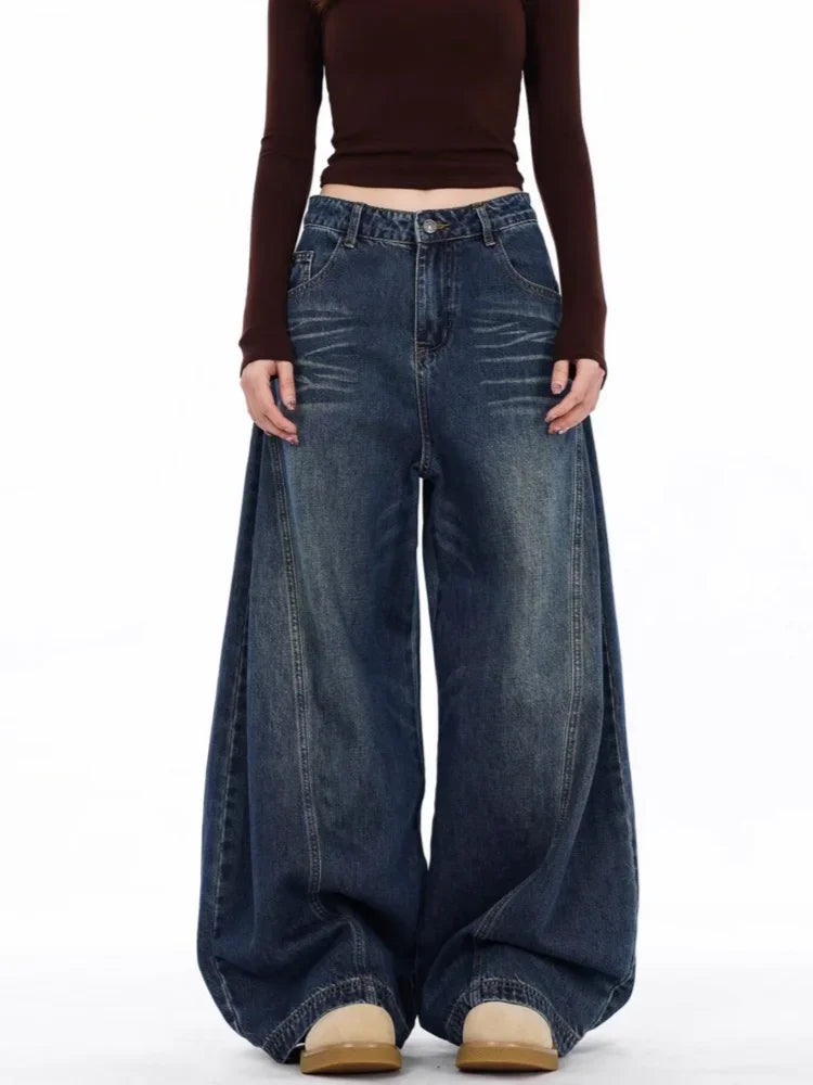Women's Asymmetric High-Waist Wide-Leg Jeans — product view