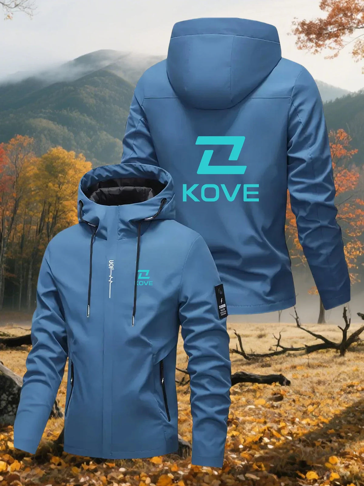 Men's Graphic Print Hooded Zip-Up Jacket