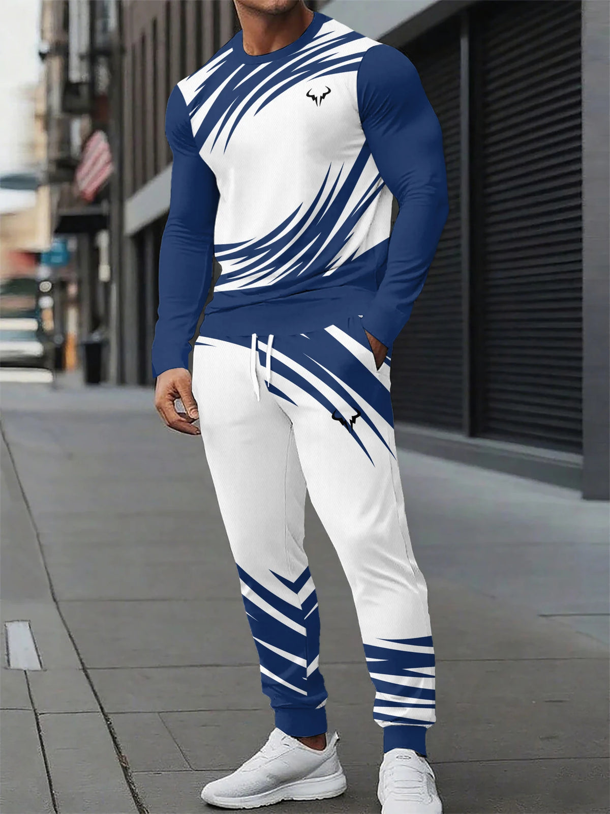 Men's Graphic Print Sweatshirt & Pants Set