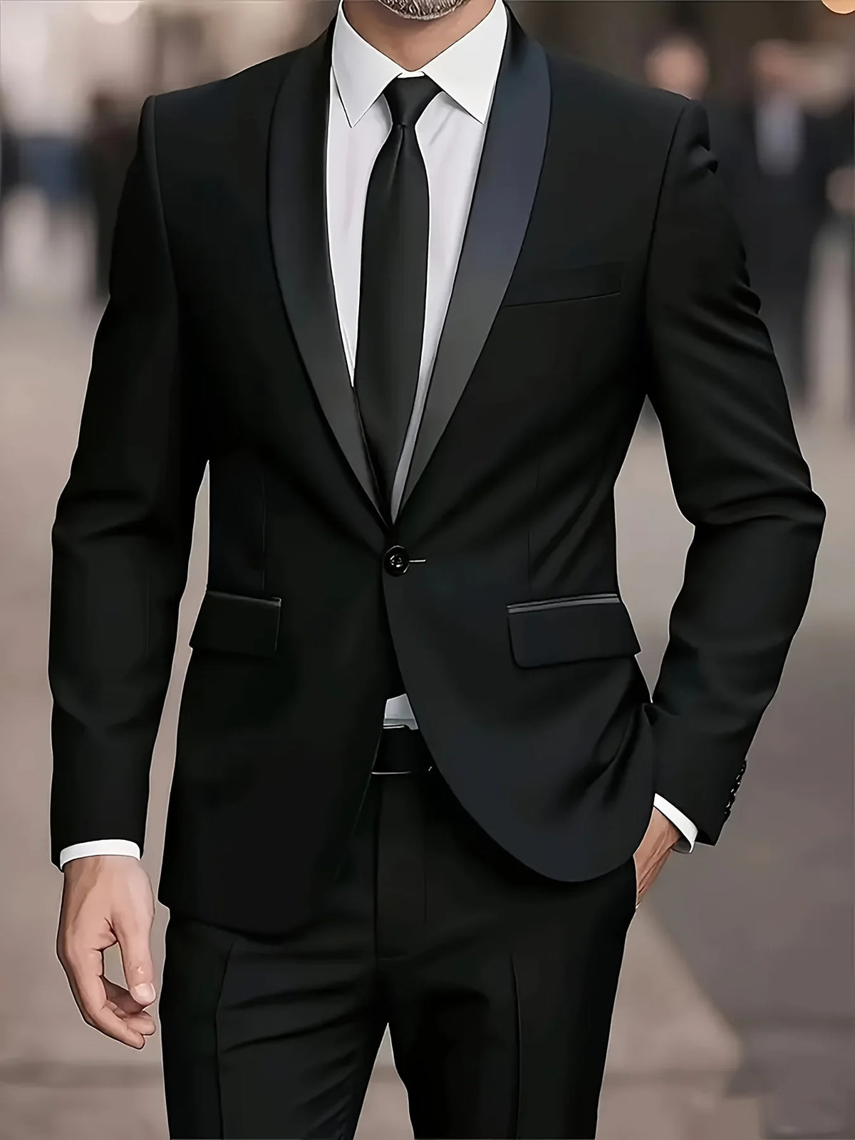 Men's Single-Button Slim Fit Two-Piece Suit