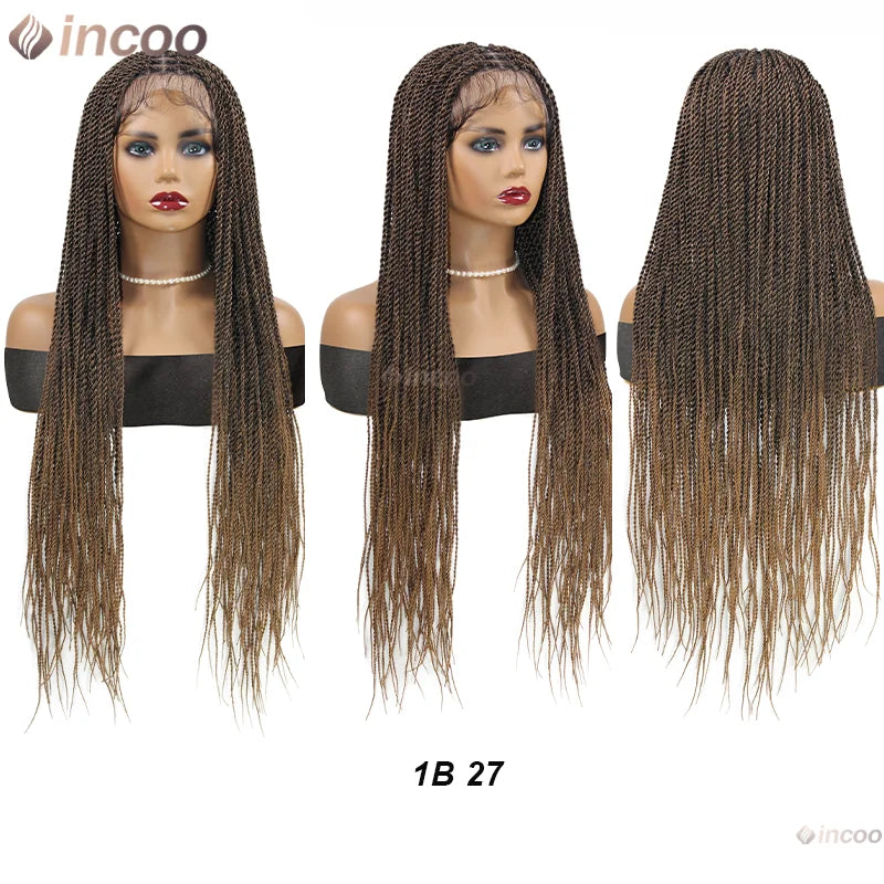 Synthetic Full Lace Braided Wig Blonde Twist Braids Wig Knotless Box - OSASCO