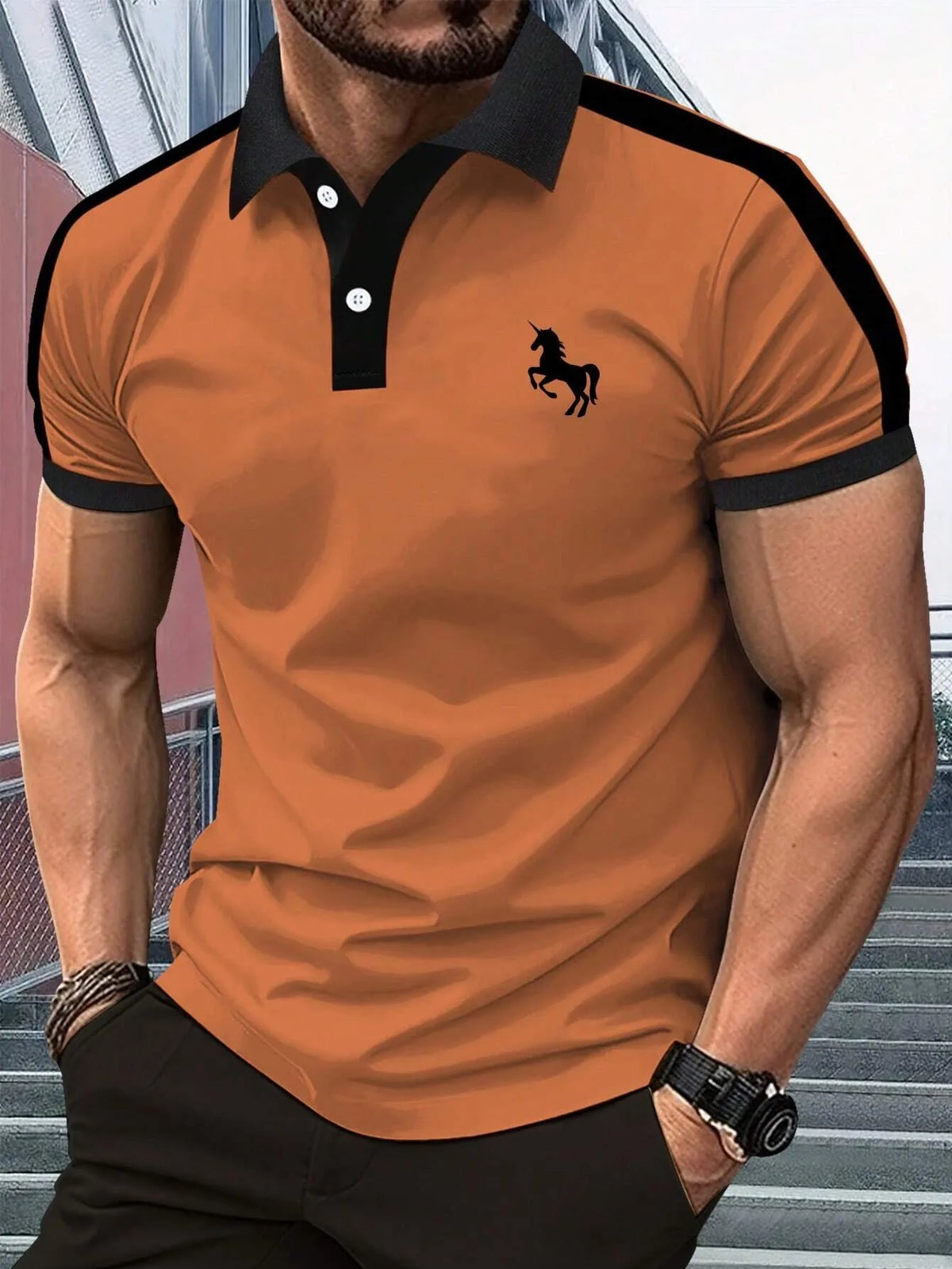 Men's Graphic Print Short-Sleeve Polo Shirt
