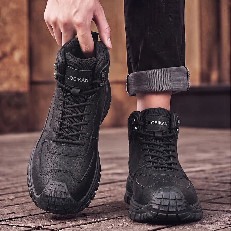 Men's Panelled Lace-Up High-Top Boots