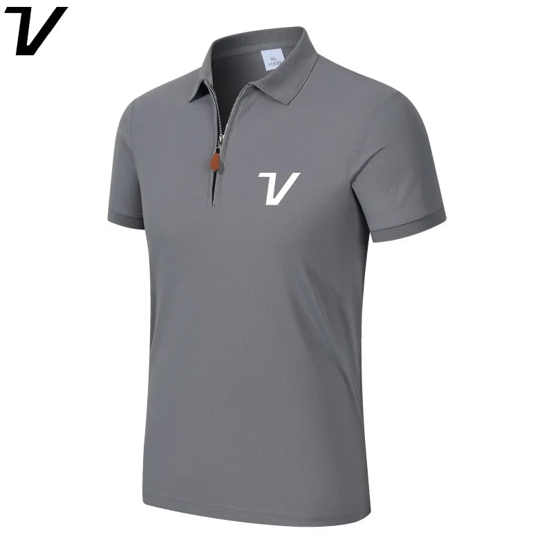 Men's Short-Sleeve Zip-Neck Polo Shirt