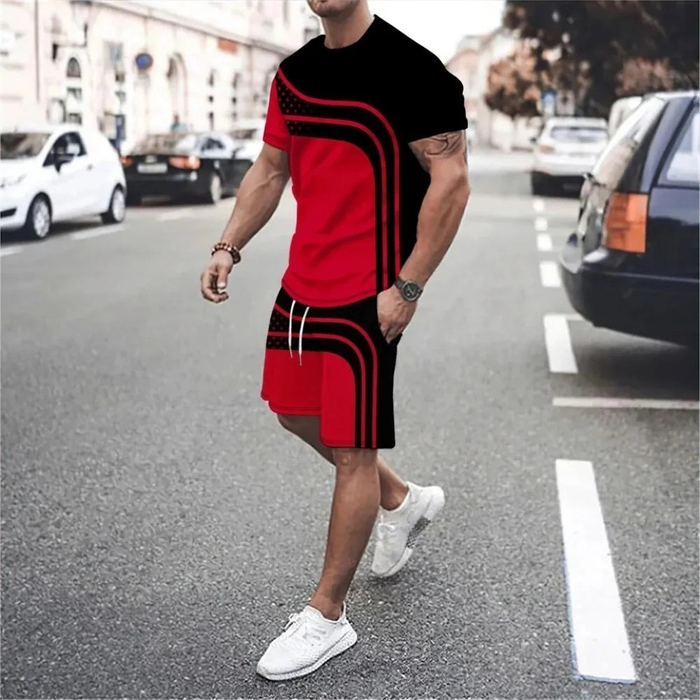 Men's Palm Tree Print Top & Shorts Set