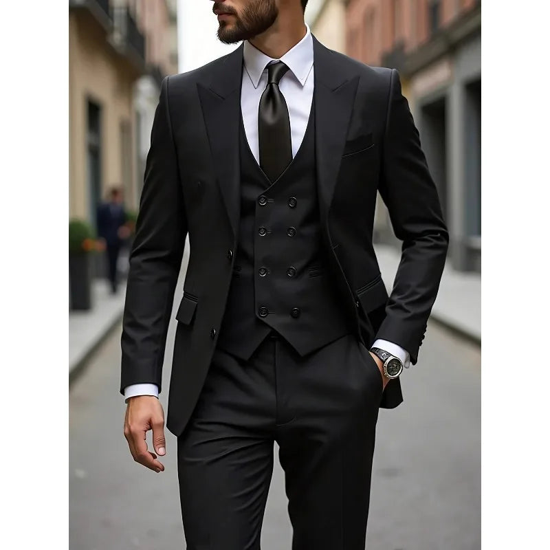 Men's Slim Fit Three-Piece Wedding Suit