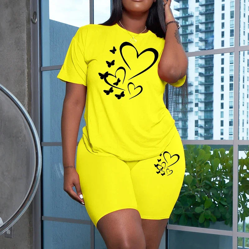 Women's Animal Print Top & Shorts Set