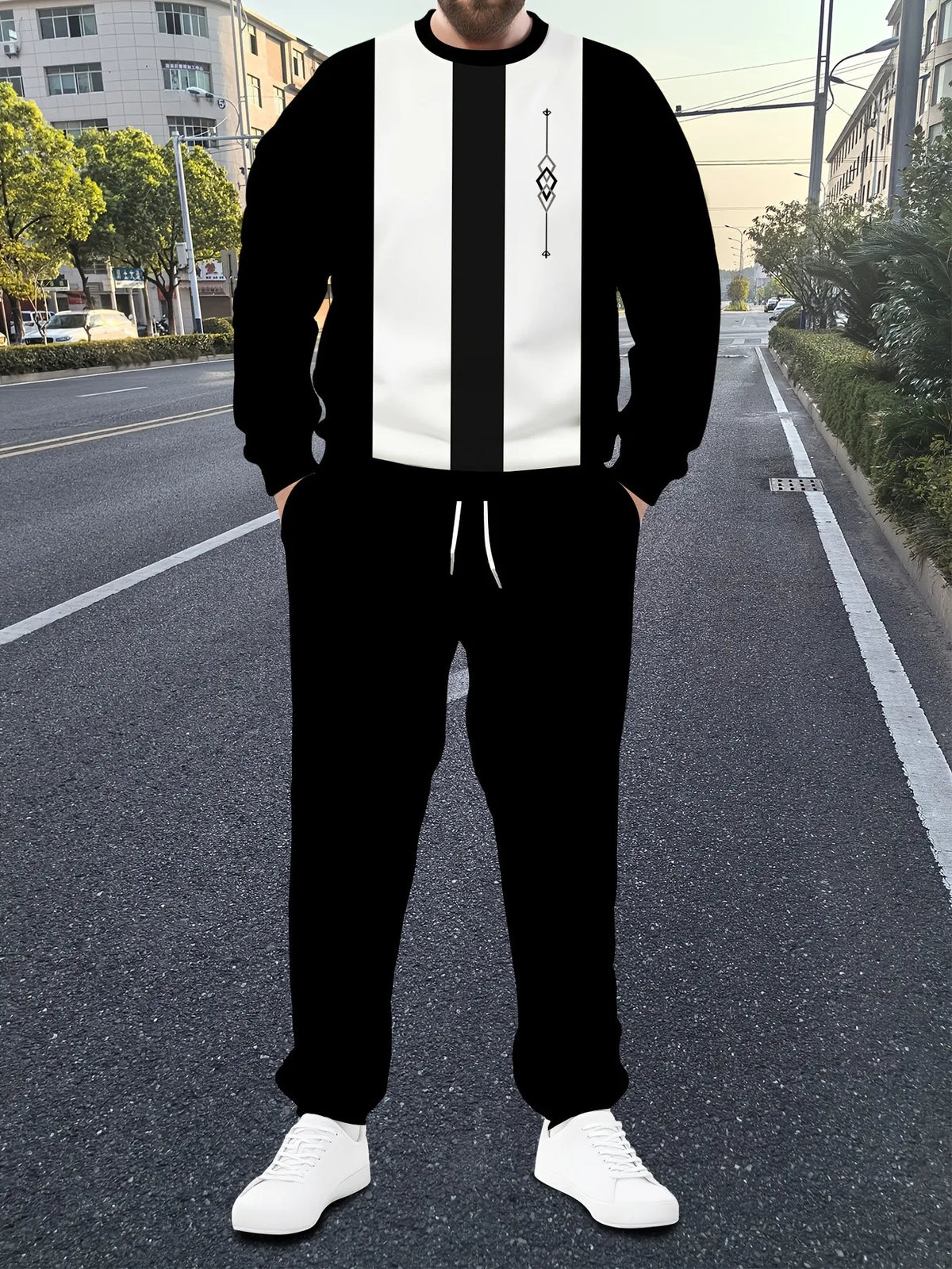 Men's Graphic Print Sweatshirt & Pants Set