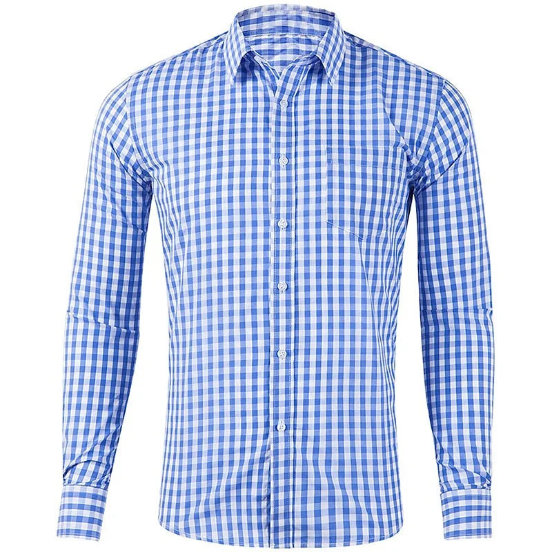 Unisex Check Print Long-Sleeve Casual Shirt