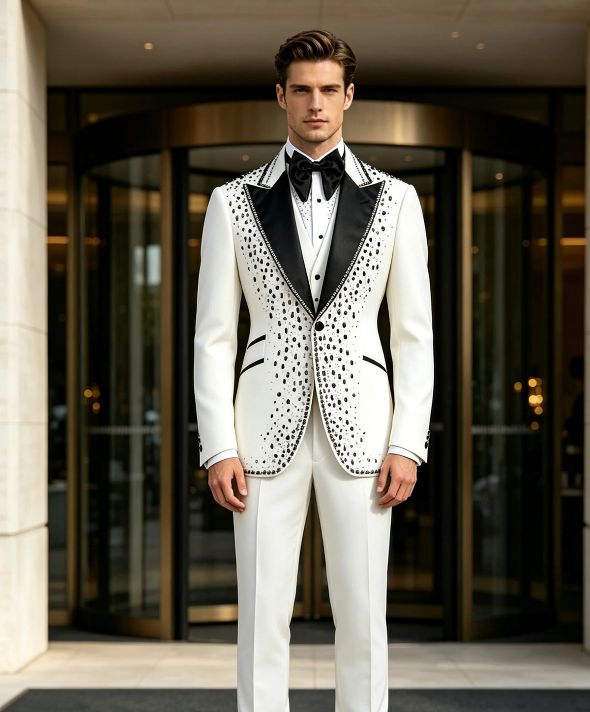 Men's Beaded 3-Piece Peak Lapel Suit Set — product view