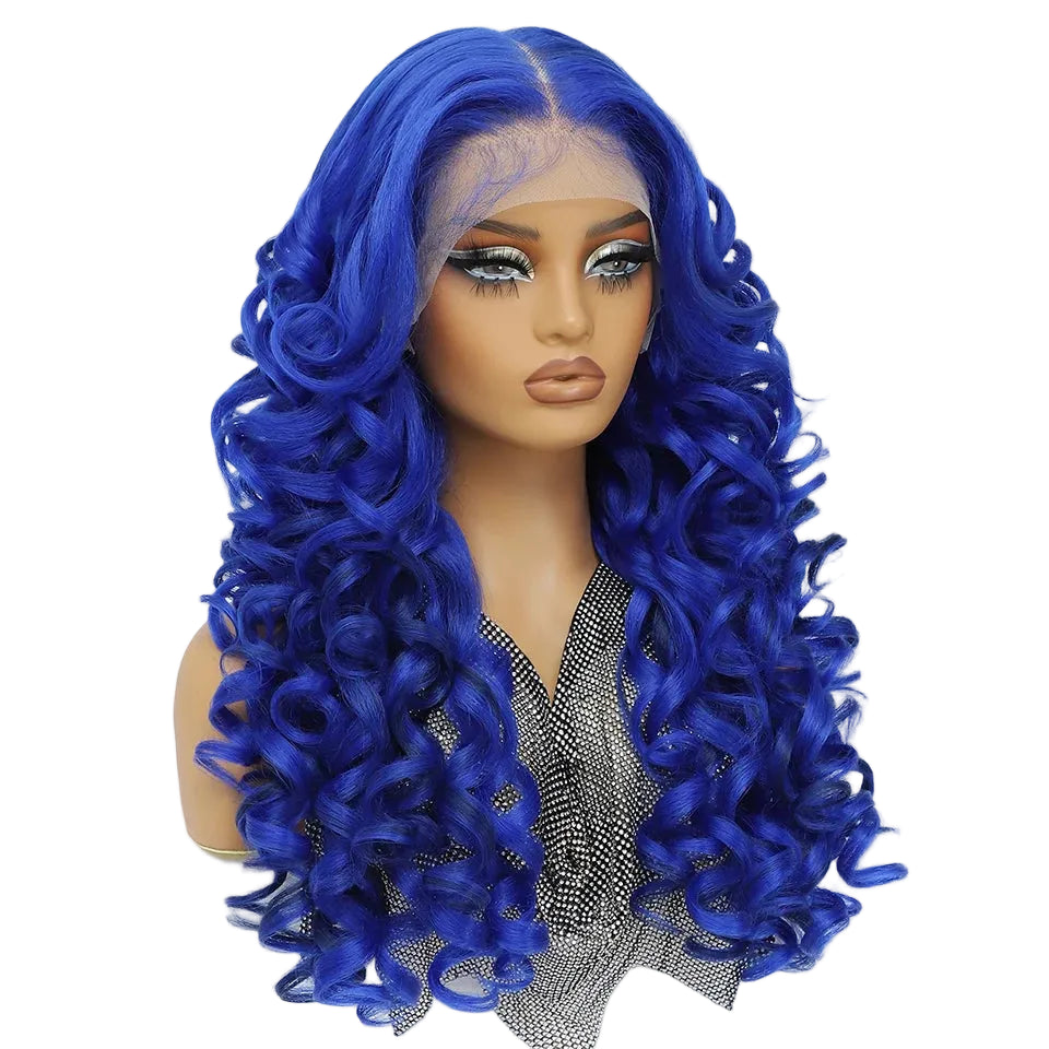 Lace Front Wig Curly Latisha Synthetic Blonde Pink Blue Black White - OSASCO