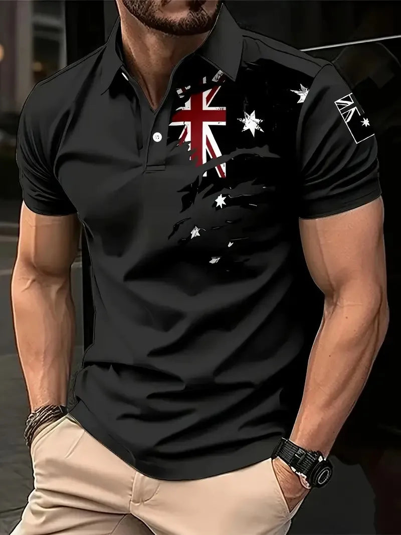 Men's Graphic Print Polo Shirt
