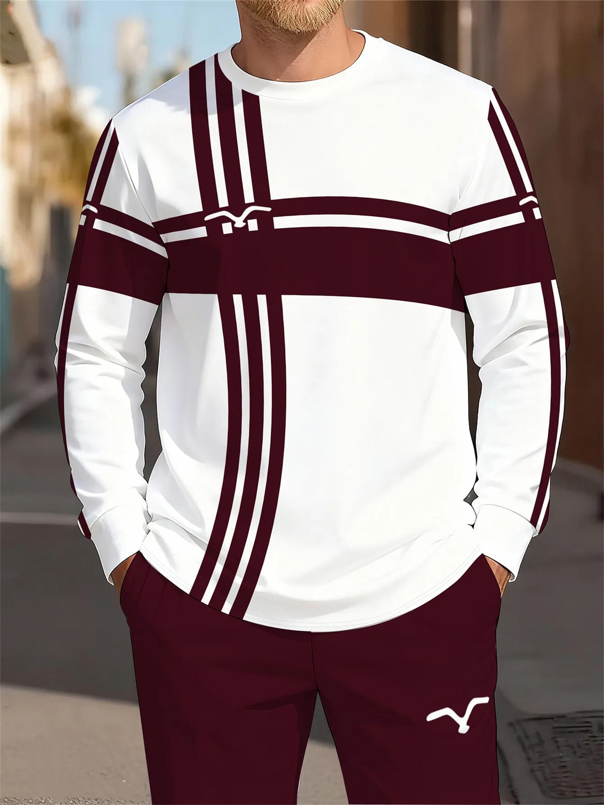 Men's Striped Sweatshirt & Pants Set