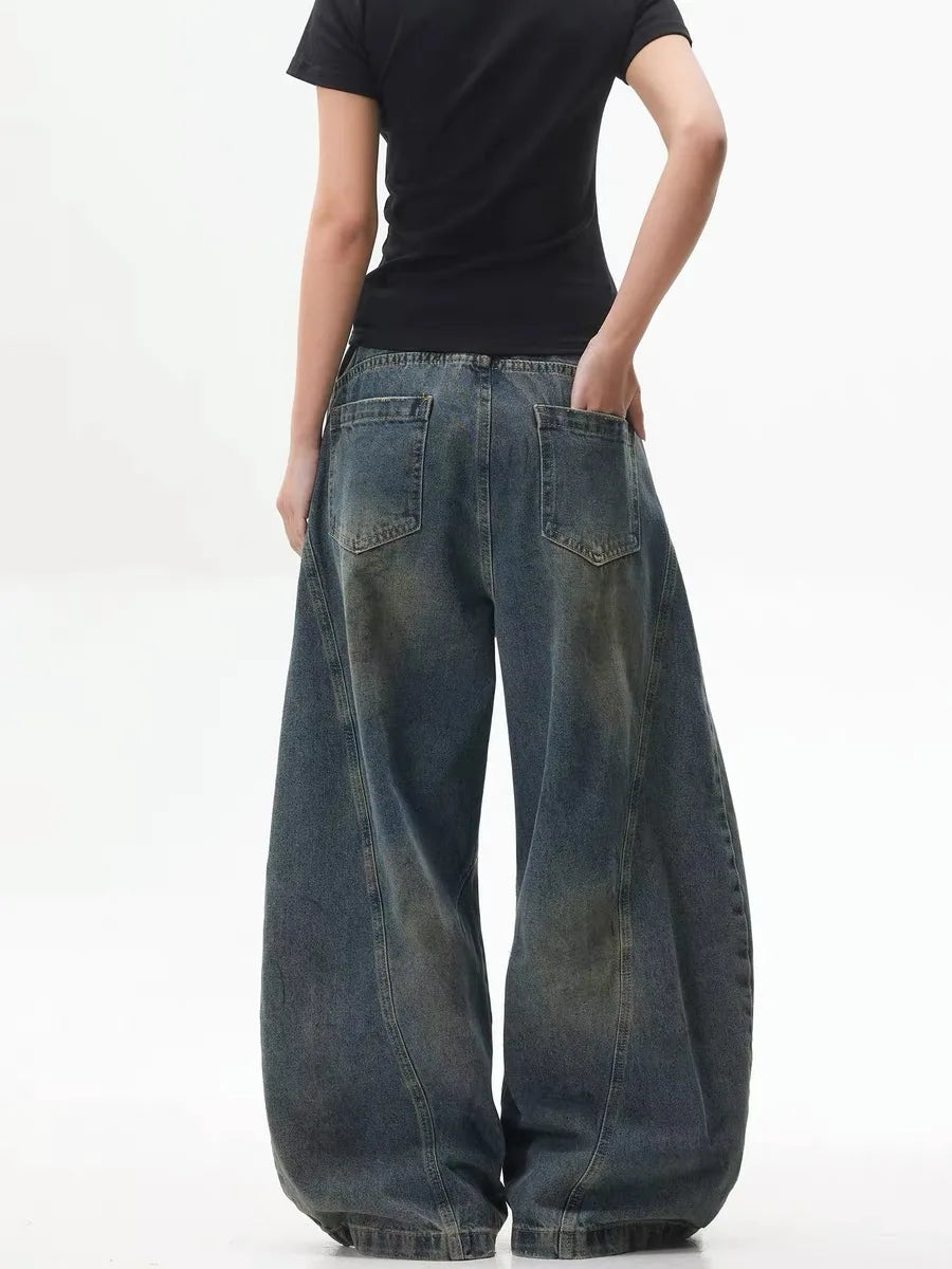 Women's Vintage-Wash Wide-Leg Jeans — product view