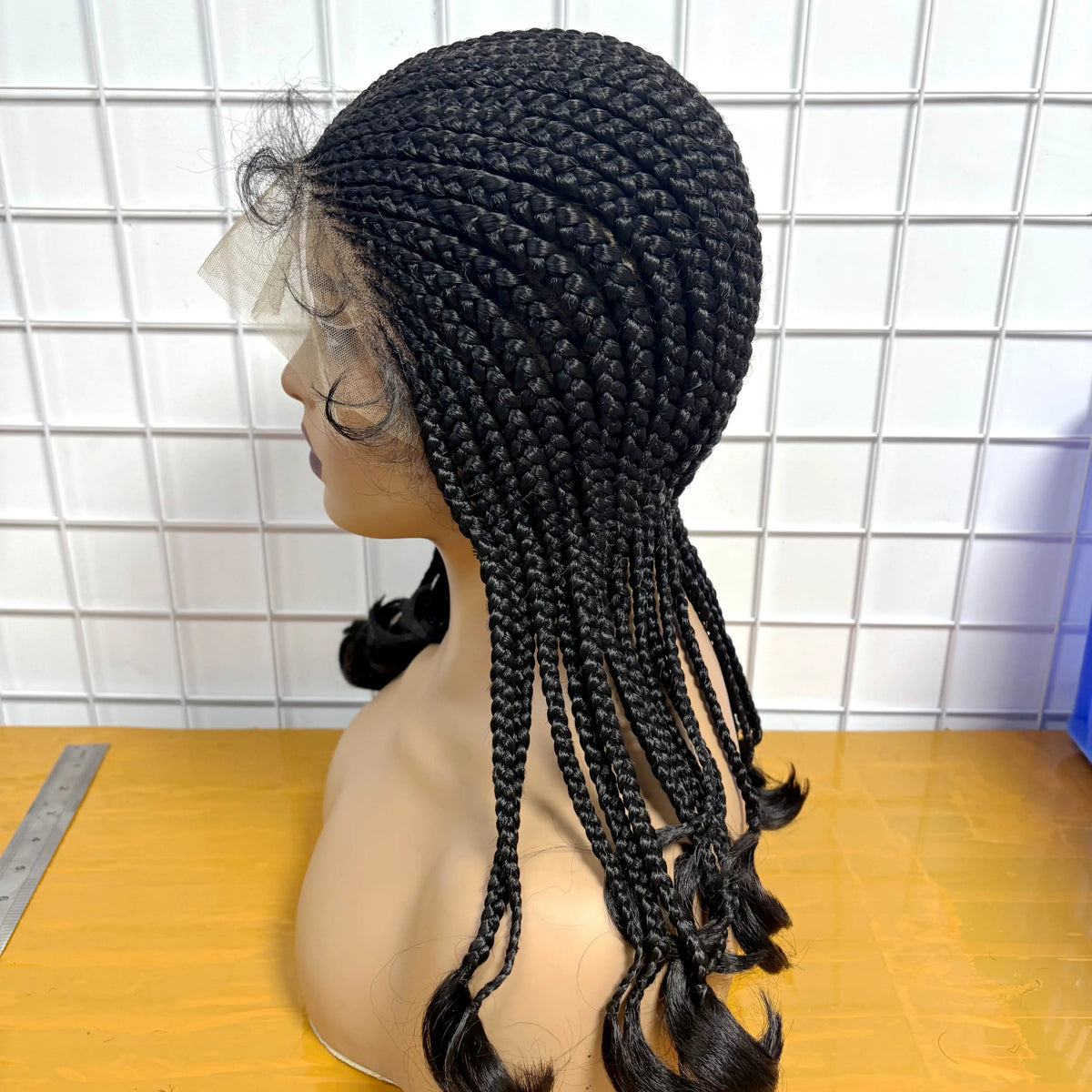 Full Lace Cornrow Braided Wig with Wavy Ends 18in Synthetic Braided - OSASCO
