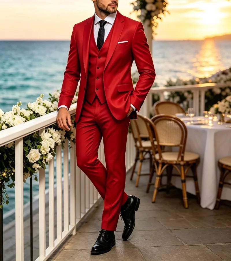 Men's Notch-Lapel Three-Piece Suit