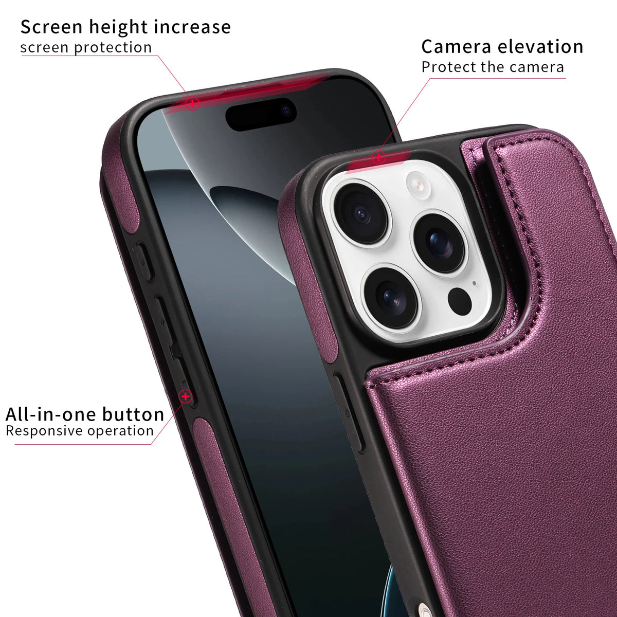 Flip Wallet Phone Case with Card Slots for iPhone 17 Pro, iPhone 17, iPhone 17 Pro Max, iPhone 17e, iPhone 16 Plus, iPhone 16, iPhone 16e, iPhone 16 Pro, iPhone 15 Pro, iPhone 15 Pro Max, iPhone 16 Pro Max, iPhone 15 & More Models