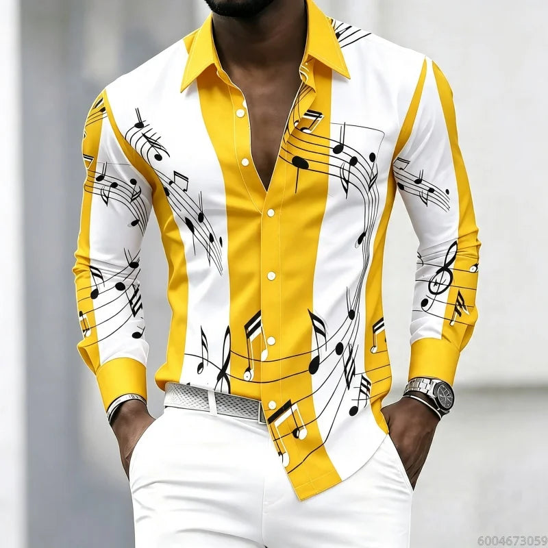 Men's Graphic Print Long-Sleeve Casual Shirt