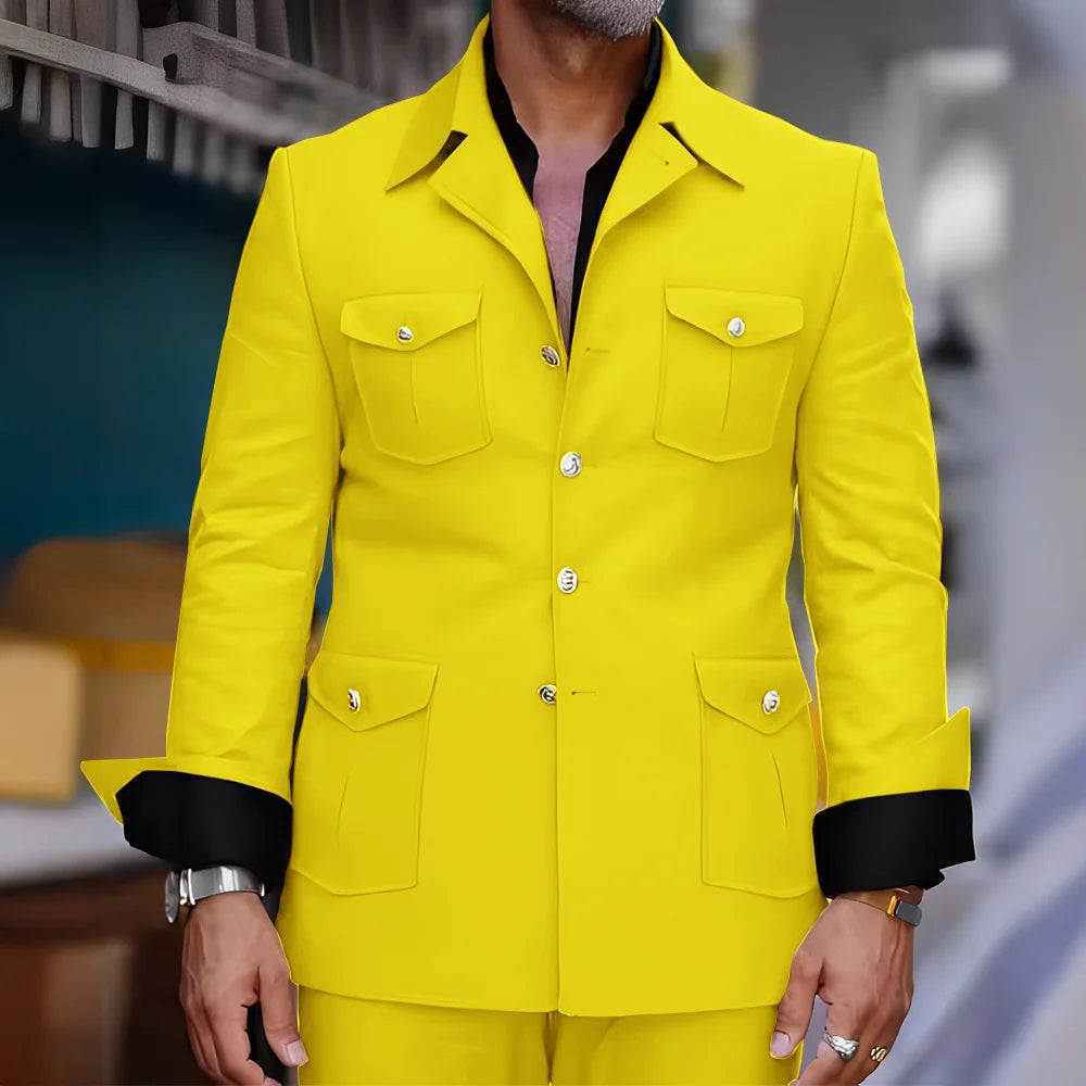 Men's Safari-Collar Jacket & Trouser Set