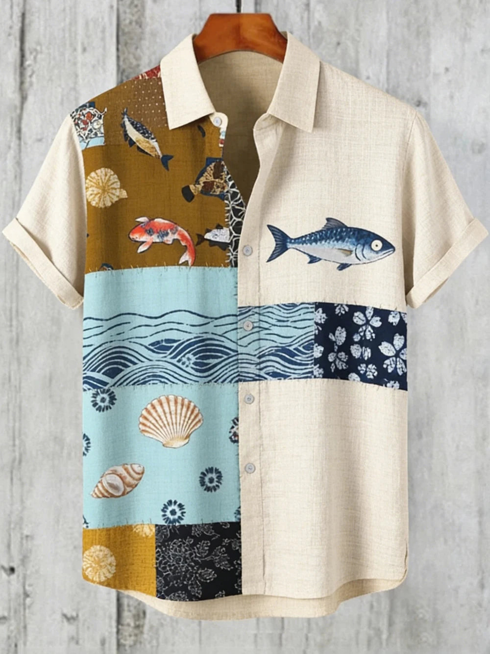 Men's Animal Print Short-Sleeve Casual Shirt