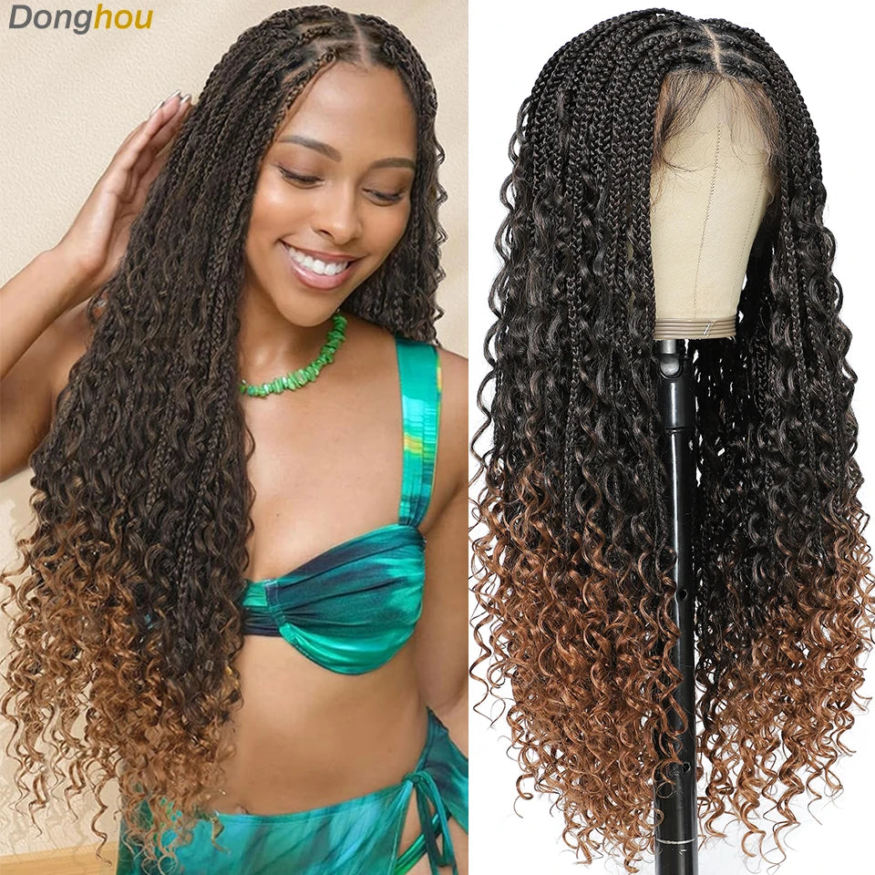 Boho Goddess Box Braid Wig with Baby Hair Lace Front Braided Wig - OSASCO