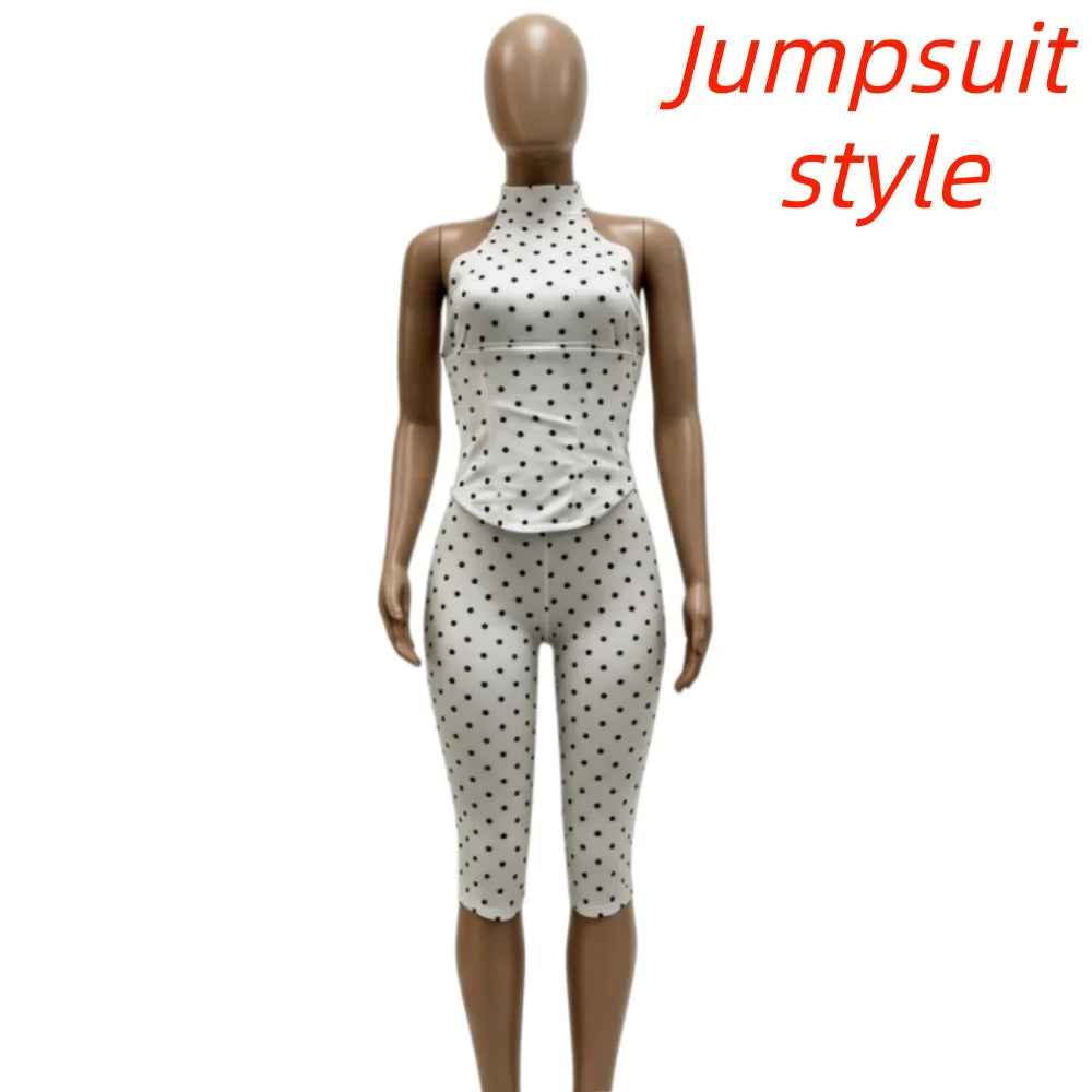 Women's Polka-Dot Halter Jumpsuit