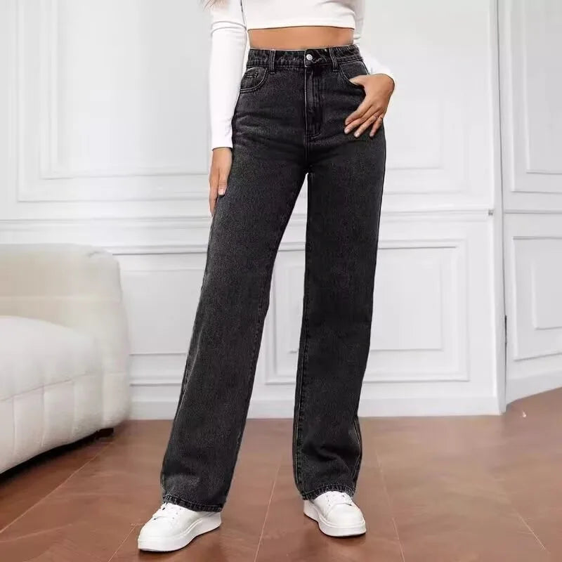 Women's Vintage-Wash High-Waist Wide-Leg Jeans — product view