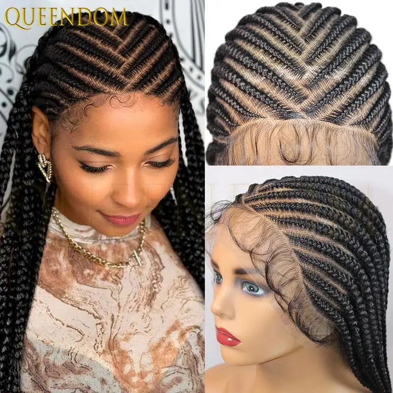 36" Synthetic Full Lace Wig Knotless Box Braid African Braided Wig - OSASCO