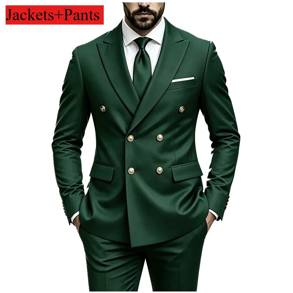 Men's Peak-Lapel Suit with Gold-Tone Buttons