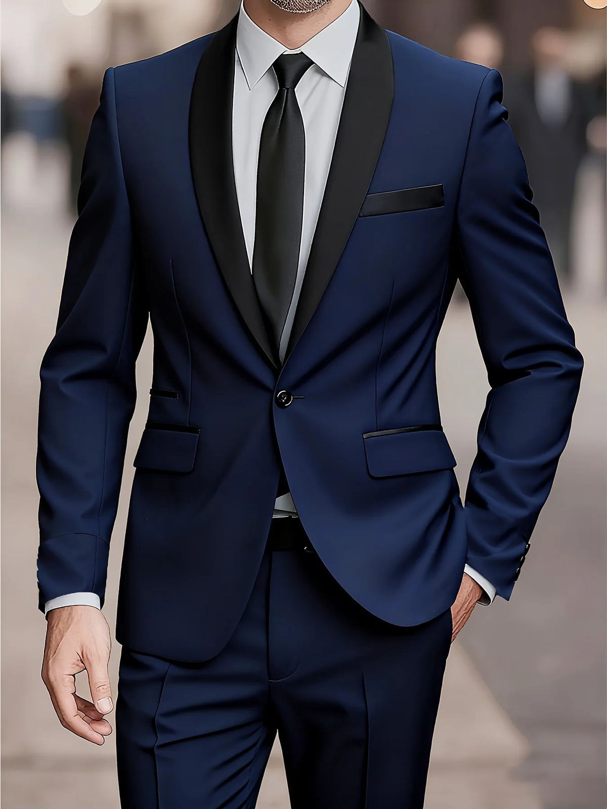 Men's Single-Button Slim Fit Two-Piece Suit