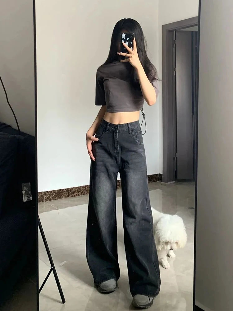 Women's Vintage High-Waist Denim Trousers — product view