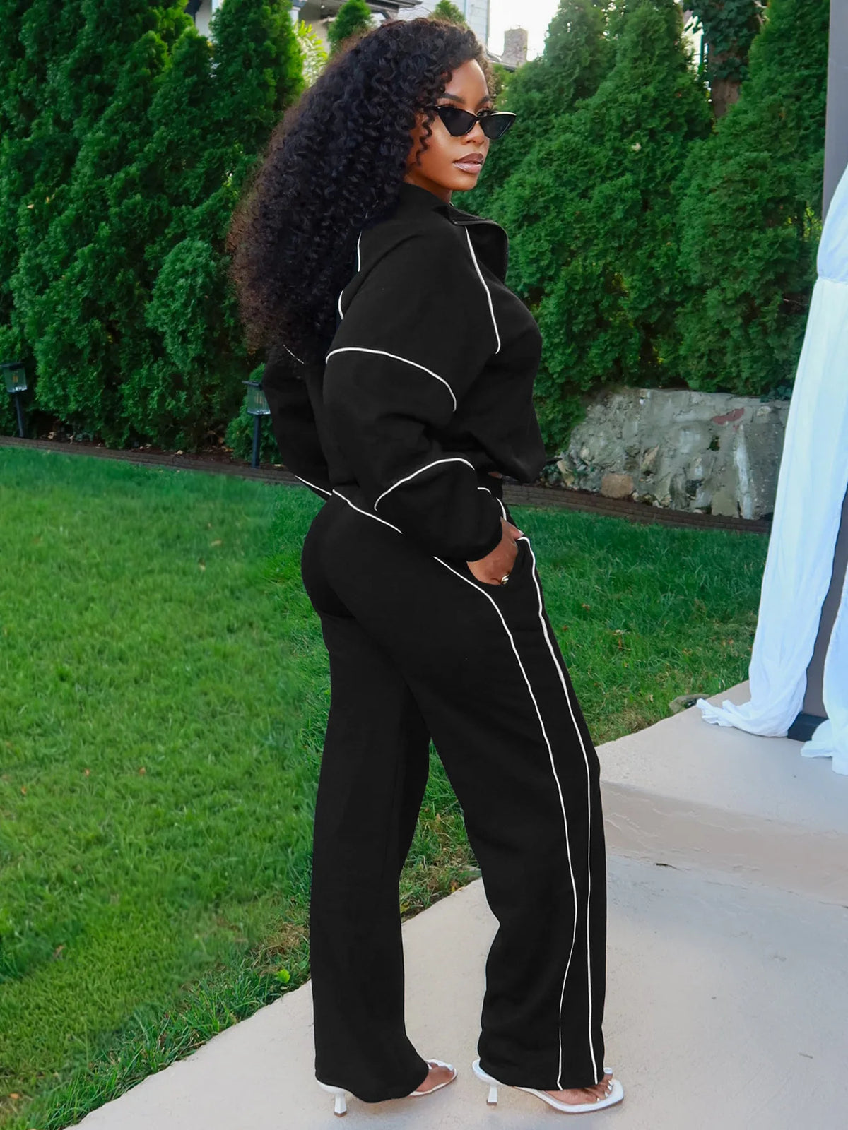 Women's Sweatshirt & Wide-Leg Pants Set